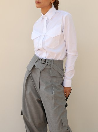 Urban Plain Fashion Cargo Pants With Belt
