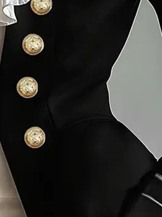 Urban Buttoned Plain Stand Collar Blazer