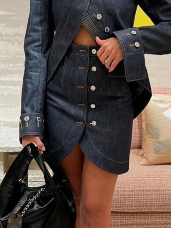 Urban Plain Mini Denim Skirt