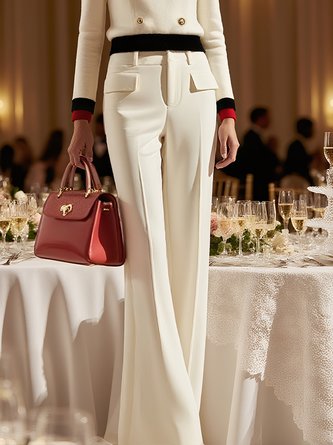 Elegant Plain Wide Leg Pants