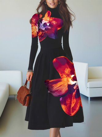 Elegant Printing Floral Midi Skirt