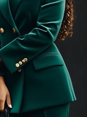 Urban Buttoned Plain Lapel Collar Blazer