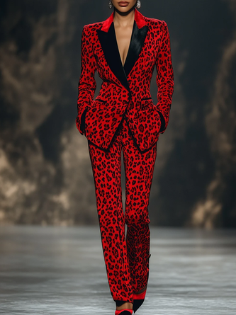 Urban Leopard Buttoned Straight Pants