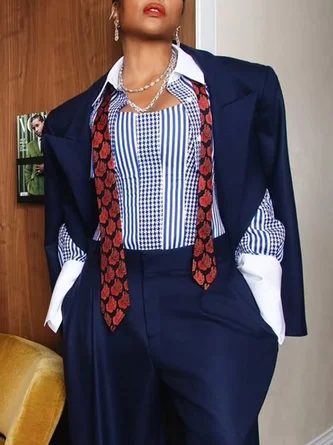 Urban Plain Lapel Collar Kimono No Shirt