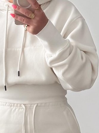 Casual Plain Raglan Sleeve Hoodie