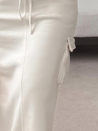 Casual Pockets Plain Maxi Skirt