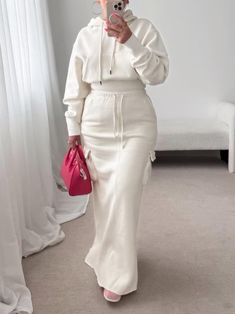 Casual Plain Raglan Sleeve Hoodie