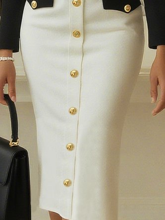 Urban Color Block Split Joint Shirt Collar Knee Length Dress