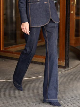 Urban Color Block Denim Straight Jeans