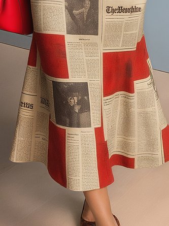 Casual Letter Pattern Printing Polo Collar Midi Dress