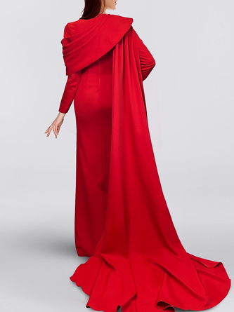 Elegant Plain Gathered Maxi Party Dress