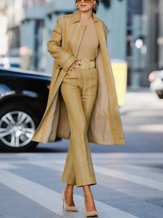 Urban Printing Striped Trench Coat