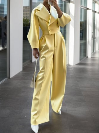 Urban Plain Wide Leg Faux Leather Pants