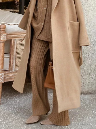 Urban Plain Buttoned Sweater Straight Pants