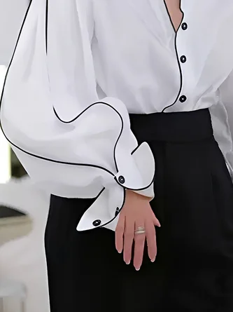 Urban Color-Block Stand Collar Shirt