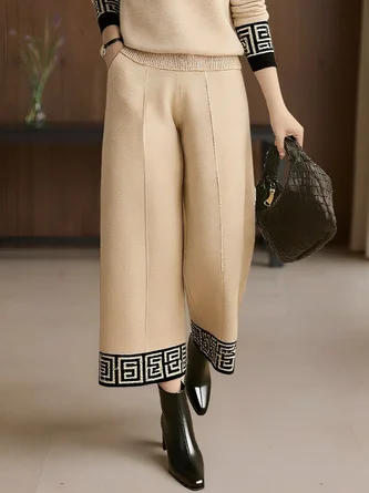 Casual Color Block Straight Pants