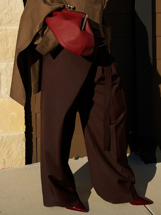 Urban Plain Grommets Wide Leg Pants