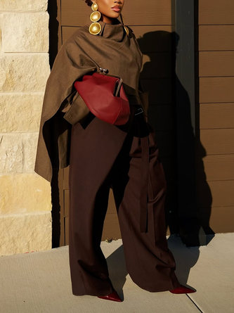 Urban Plain Shawl Collar Blouse