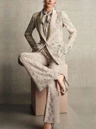 Elegant Plain Lace Fashion Straight Pants