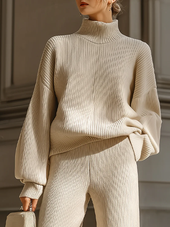 Yarn/Wool Yarn Casual Plain Turtleneck Sweater
