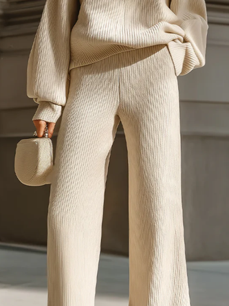 Casual Plain Pockets Straight Sweater Pants