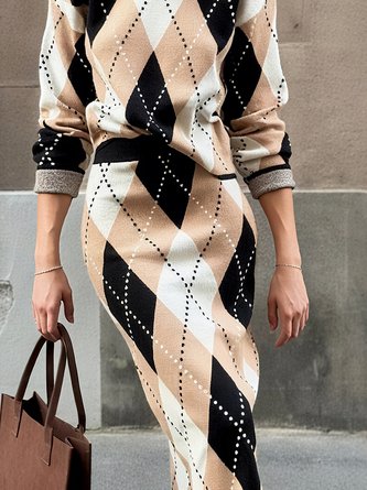 Casual Plaid Crew Neck Sweater