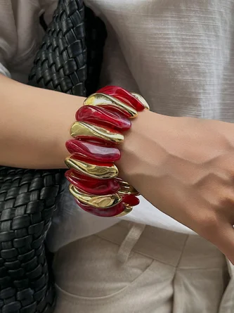 Resin patchwork bracelet Creative color gradient elastic bracelet for women