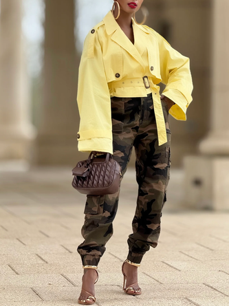 Casual Camo Pockets Ankle Banded Pants