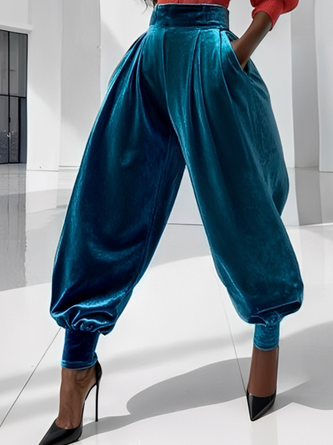 Casual Plain Ankle Banded Pants