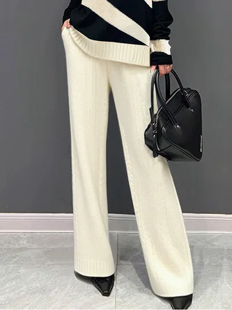 Casual Plain Straight Sweater Pants