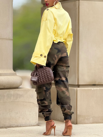 Casual Camo Pockets Ankle Banded Pants