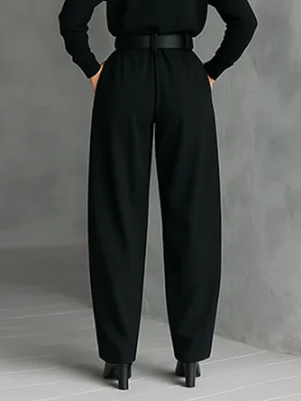 Urban Plain Fashion Pants No Belt