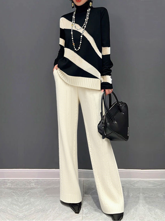 Casual Plain Straight Sweater Pants