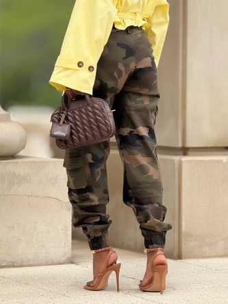 Casual Camo Pockets Ankle Banded Pants