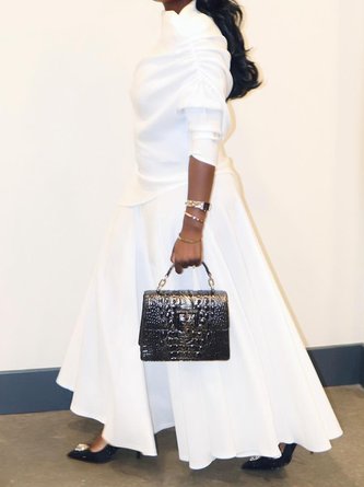 Plain Asymmetric Elegant Two-Piece Set