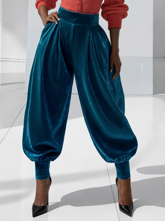 Casual Plain Ankle Banded Pants