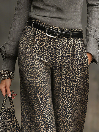 Urban Leopard Wide Leg Pants No Belt