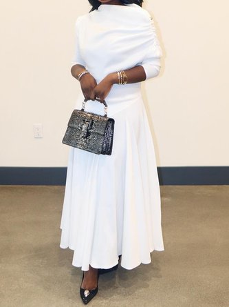 Plain Asymmetric Elegant Two-Piece Set