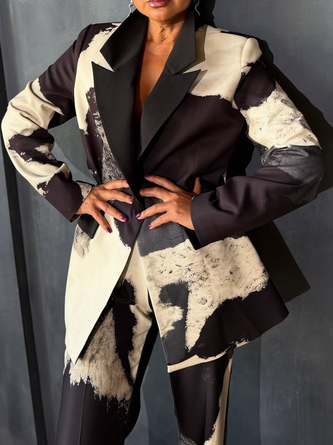Urban Printing Random Print Lapel Collar Blazer
