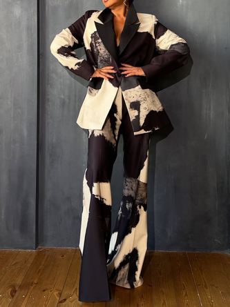 Urban Printing Random Print Lapel Collar Blazer