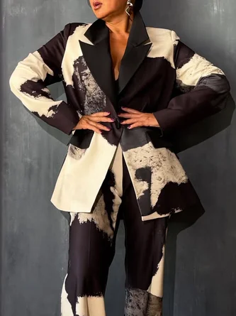 Urban Printing Random Print Lapel Collar Blazer