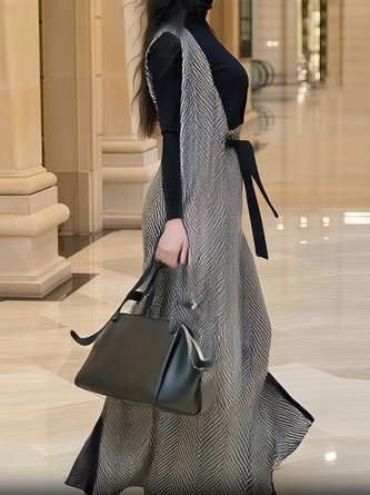 Urban Buttoned Herringbone Cross Neck Vest