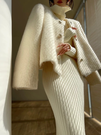 Urban Woolen Plain Front Button Coat