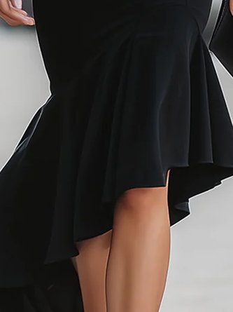 Urban Plain Irregular Craftsmanship V Neck Maxi Dress