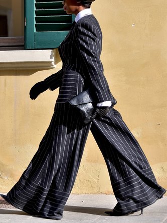 Urban Striped Fashion Wide Leg Pants