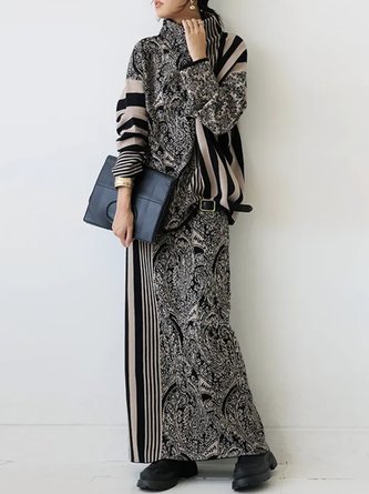 Urban Paisley Printing Stand Collar Regular Sleeve Blouse