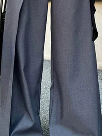 Urban Plain Folds Wide Leg Pants