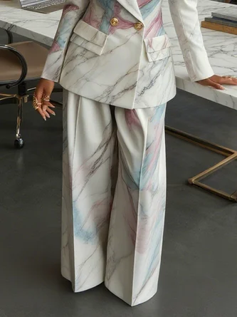Elegant Abstract Printing Wide Leg Pants