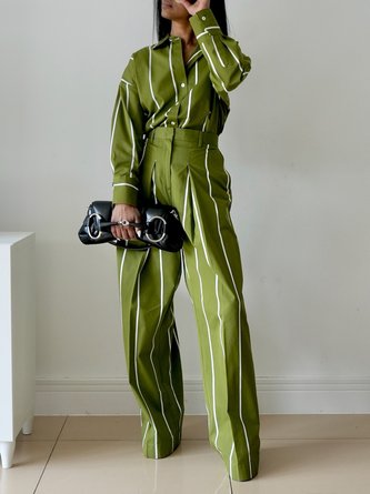 Casual Striped Printing Shirt Collar Shirt