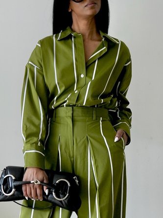 Casual Striped Printing Shirt Collar Shirt